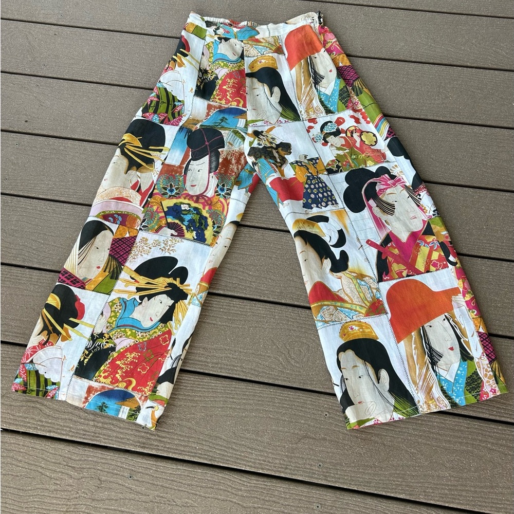 168*.Citron Santa Monica Women's Linen Wide Leg Cropped Pants.